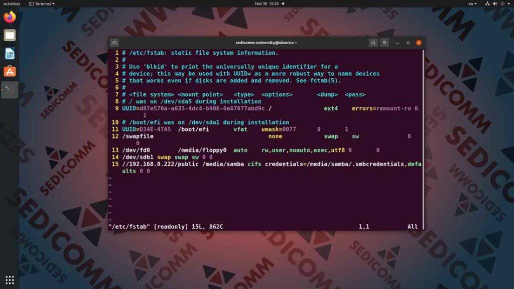 Для чего используется файл fstab в Линукс, курсы Linux скачать торрент Ташкент