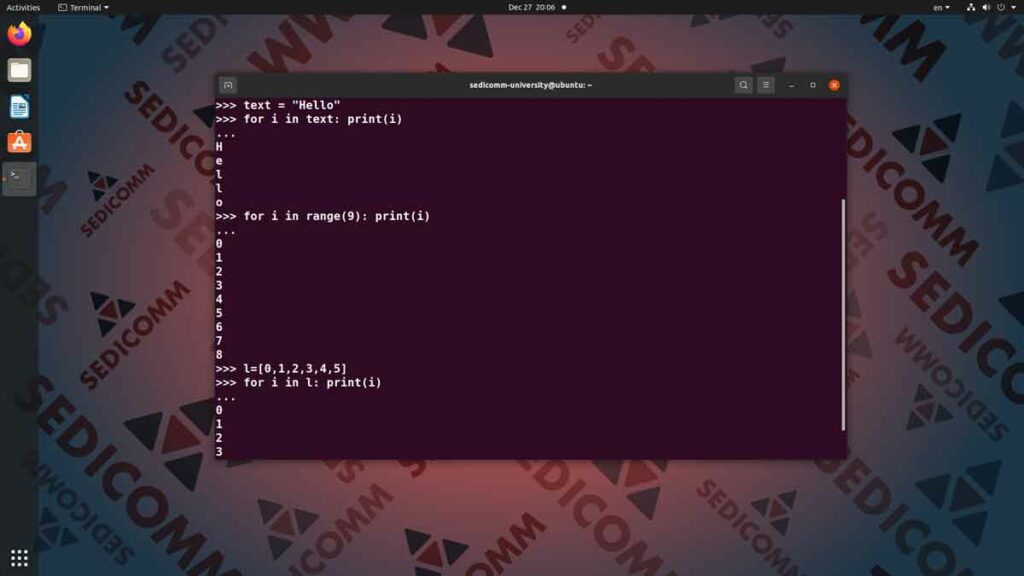 Основы Python для программируемых сетей и систем — цикл for, курсы DevOps / DevNet engineer Ереван