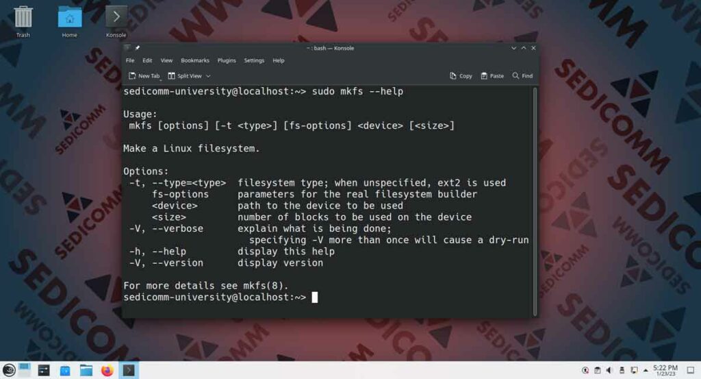 Как отформатировать раздел диска в Линукс, специалист курс Linux Ташкент