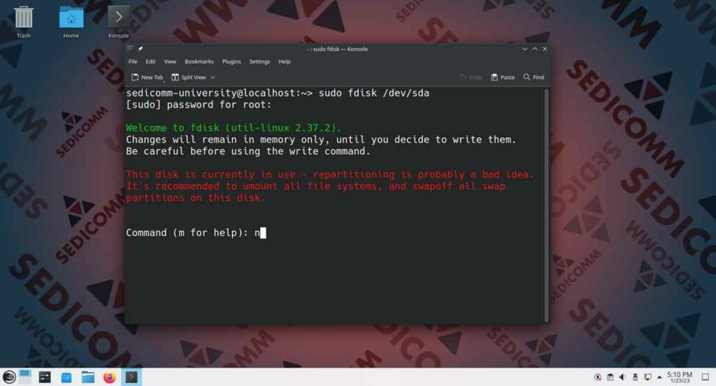 Как создать новый раздел диска в Линукс, специалист курс Linux Шымкент