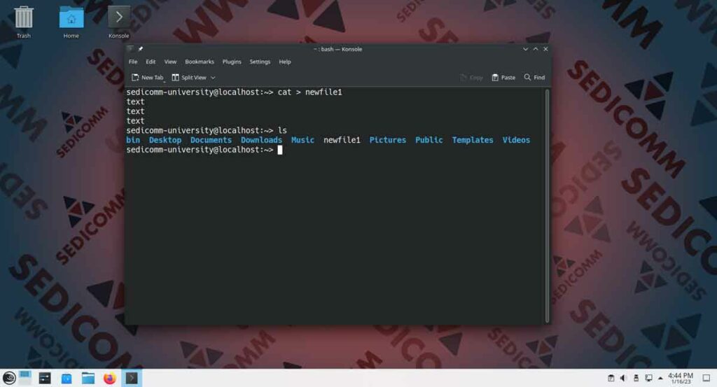 Создание нового файла в Линукс, специалист курс Linux Варшава