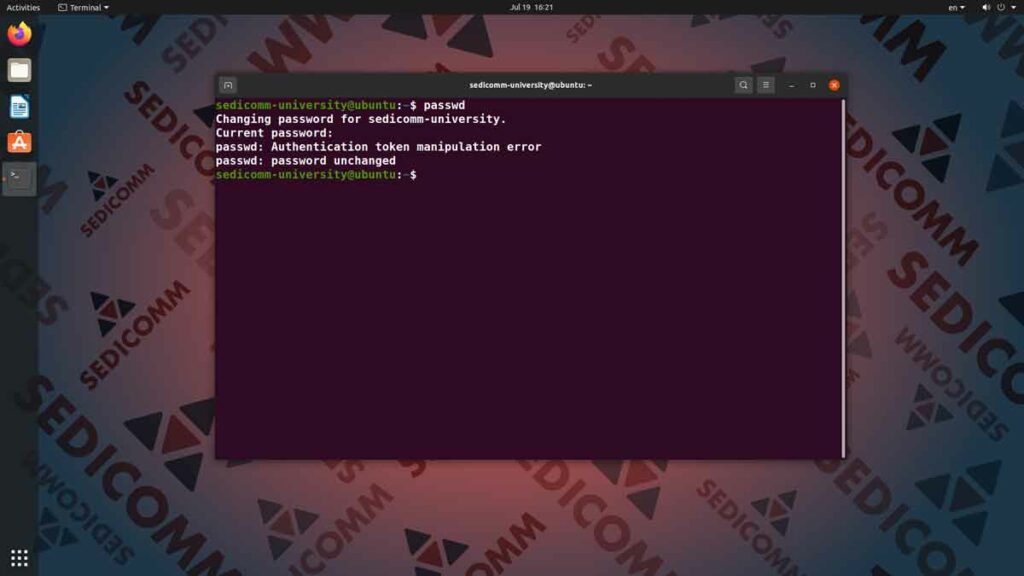 Как сменить пароль учетной записи в Линукс, курсы Linux индивидуальное обучение Бишкек